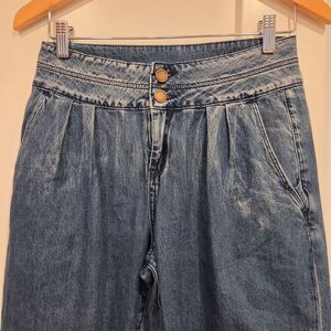 Blank NYC The Ballon Bo- Legged Women's Jeans Medium Denim Wash Pleated Front 26